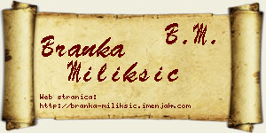 Branka Milikšić vizit kartica